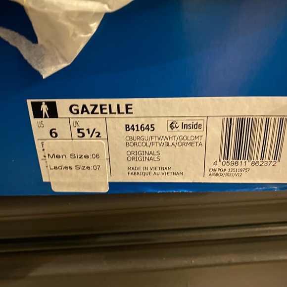 Burgundy & White Gazelle Shoes - Picture 10 of 10